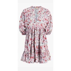 by TiMo Floral Puff Sleeve Mini Dress XS Oversized Feminine Girly Garden Blue